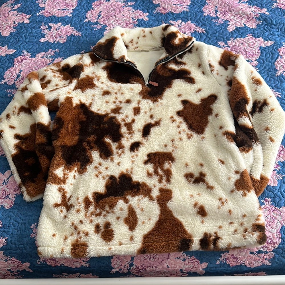Cow print winter jacket.